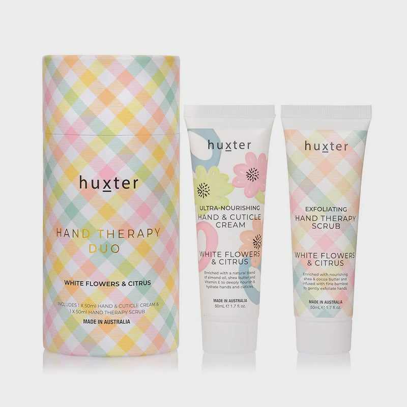 Hand Therapy Duo - Pastel Checks - White Flowers & Citrus