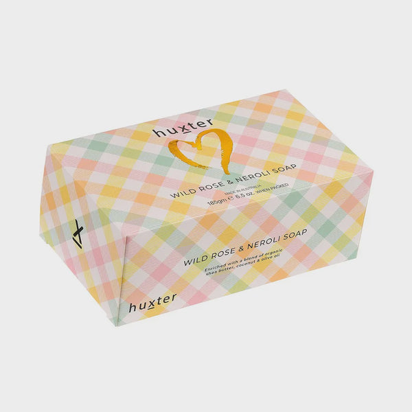 Boxed Soap 185gm - Pastel Checks - Foil Heart
