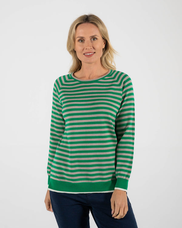 Stripe Sweater - Emerald/Wheat-White