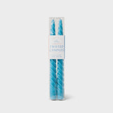 Twisted Taper 10" Tall Boxed Candles 2PK - Cyan