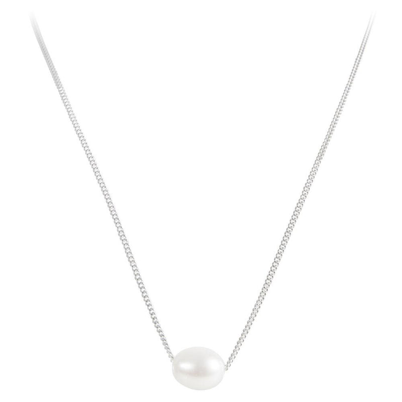 Pearl Teardrop Necklace Silver