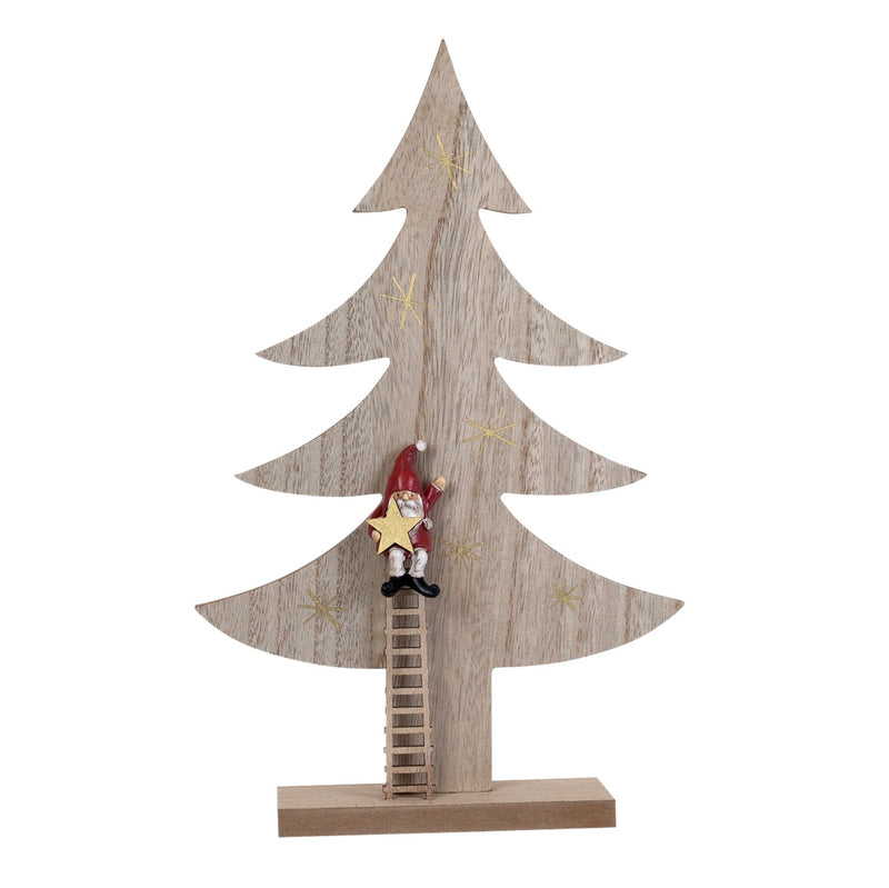 Ply Tree W/Santa on Ladder Sml