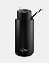 Ceramic Reusable Bottle with Straw Lid 1L - Midnight Black