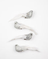 Alaska clip-on birds - silver sparkle - assorted set of 4