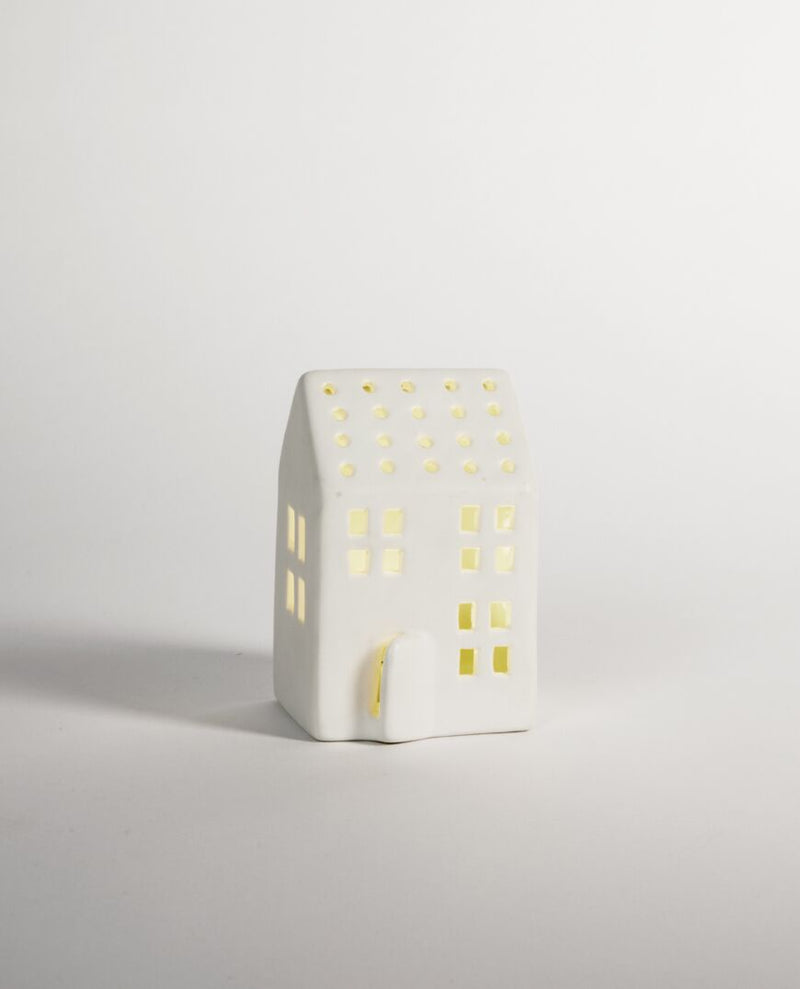 Poem LED standing porcelain house white - Small